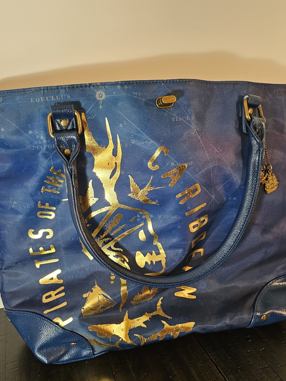 Blue and Gold Pirate-Themed Tote Bag